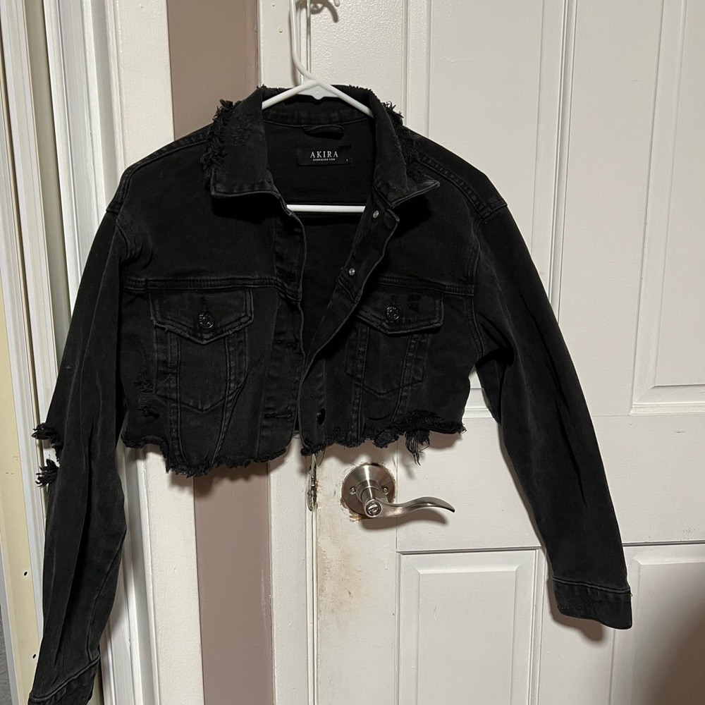 Black Cropped Jean Jacket